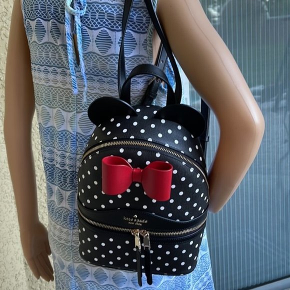Kate Spade Disney X Kate Spade New York Minnie Dome Backpack Black Multi - Picture 16 of 16